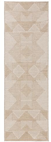 benuta Nest Teppich Bronco - Creme 80x250 cm - Kunstfaser - Outdoor geeignet - Läufer & im Style: Geometrisch, Minimalistisch - Pflegeleicht für Wohnzimmer Schlafzimmer
