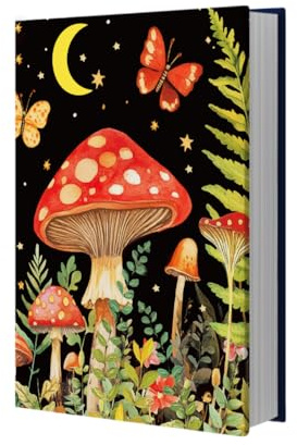 NBEADS Copertina Del Libro Sui Funghi, Copertina per Libri A Farfalla Copertine per Libri In Tessuto Jumbo Elasticizzato, Lavabili e Riutilizzabili, per Libri e Notebook Fino A 40x48.5cm