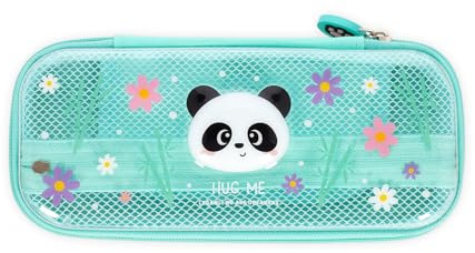 Legami - Astuccio Wonderwow, Tema Panda, 2 Scomparti e Portapenne interno, Scomparto interno con Tessuto a Rete, Chiusura a Zip, 23x11x5 cm