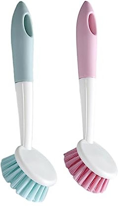 UTHCLO 2pcs Multipurpose Dish Scrub Brush and Sink Dirt Remover Set, Sturdy Kitchen Cleaning Scrubbing Pan Brush for Household Use Random Color