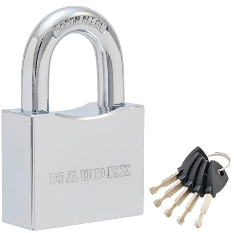 Maudex® RPB50 Candado de seguridad con 5 llaves, Arco endurecido resistente a cortes de 10 mm, Resistente a la intemperie, Candados de llave para casilleros de gimnasios, Cobertizo, Puerta, Garaje