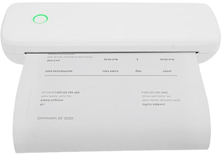 HuKaiL Bluetooth mobil termisk skrivare, bärbar mini fotoskrivare A4 203dpi, termisk skrivare med IOS, Android, Windows, MacOS för 2,5–21,5 cm (11–8,5 tum) brett termiskt tryckpapper, 29 x 9 x 5,8 cm