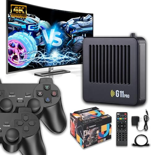 G11 Pro Game Box Consola Retro,4K Game Stick 40+Emulador,32000+ Juegos,Sistema Dual Salida HD Consola de Videojuegos con Mandos Inalámbricos,Plug & Play Emulador Consola,Regalo para Adultos (64G)