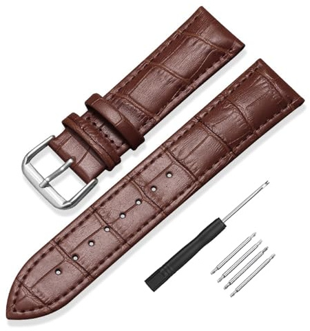SZYXMY Krokodilmuster Lederarmband Ersatzarmband aus Kalbsleder mit Edelstahl-Schließe Echtleder Armband – 12/14/16/18/20/22/24 mm Uhrenarmband Unisex für Damen und Herren