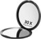 Zernblend Espejo de Bolsillo Compacto con Aumento 1X/30X, Ideal para Viajar, Espejo de Aumento 30x, Espejo de Viaje, Espejo de Maquillaje (Negro)