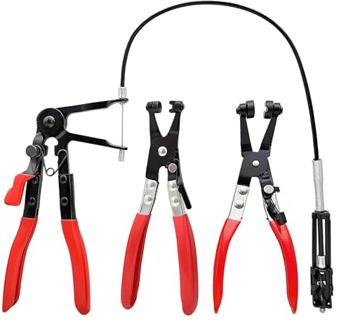 3 Stück Schlauchklemmenzange Set - Drahtfeder-Schlauchklemmenzange, Schlauchschellenzange mit Geradem Hals, für Einfache Entfernung und Halt von Schlauchklemmen, für Auto und Hausreparaturen