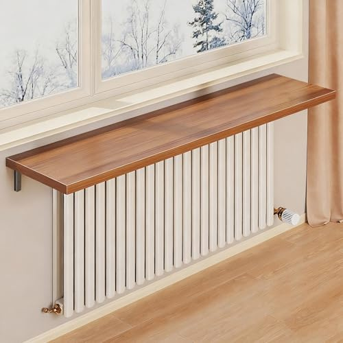 Etagère De Radiateur en Bois À Percer Support Tablette Radiateur, Cloison Décorative Au Dessus Adaptée Aux Bureaux Chambres Et Salons(Brown,40 * 20cm/15.7 * 7.9in)