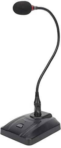 Akozon Micrófono de Condensador de Cuello de Cisne con Diseño flexible: Micrófono de Escritorio con Cable de 6,35 Mm para Radiodifusión, Conferencias y Conferencias