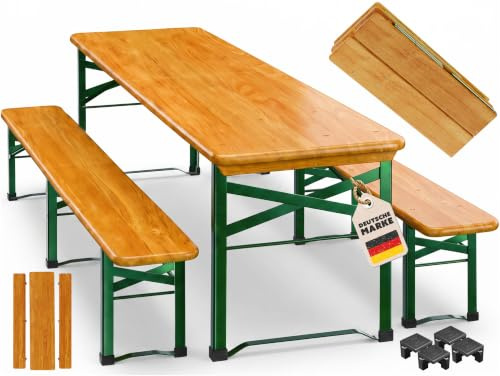 KESSER Ensemble de meubles de jardin 3 pièces - Pliable - 220 x 50 x 77 cm - 2 bancs à bière et 1 table à bière - Ensemble de 16 pièces de protection de sol