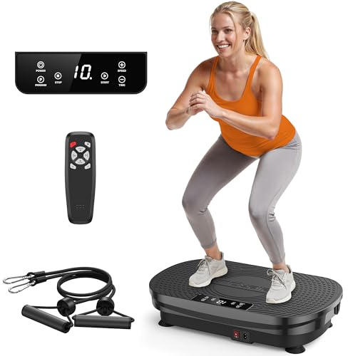 FEIERDUN Máquina de ejercicio con placa vibradora, capacidad de 150 kg, placa vibratoria para drenaje linfático, plataforma vibratoria para pérdida de peso, tonificación y bienestar