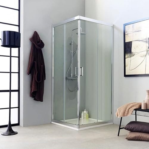 Kiamami Valentina - Duschkabine mit flachen Aluminiumprofilen und Sicherheitsglas 6mm – 70x70 | Fly