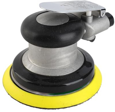 Lijadora de aire, AT-780 5/ 4 10000 rpm Pulidor redondo de lijadora orbital de aire aleatorio, Herramienta neumática de lijado manual para pulido de superficies(5 pulgadas (5))