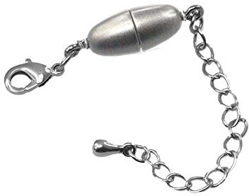 Magnetverschluss für Schmuck mit Karabiner und Verlängerungskette Olive 14x6,5mm 3 Stück