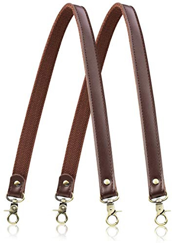 Allzedream Genuine Leather Purse Strap Sewing Canvas Replacement Handbag Shoulder Bag 2 Pcs (Coffee)