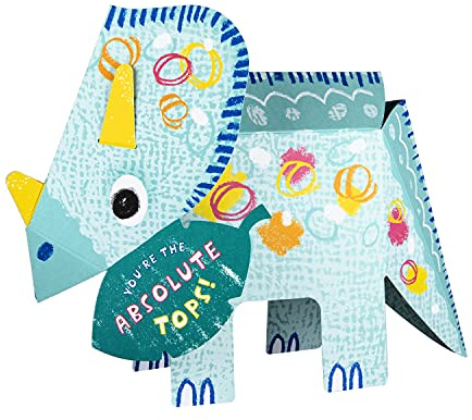 Hallmark 3D & Pop Up Vatertagskarte, Dinosaurier, Triceratops, niedlich, von Tochter, vom Sohn, blau