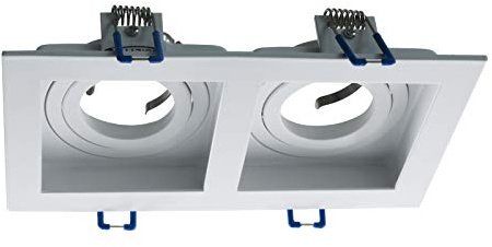 UNIVERSO Portafoco rectangular empotrable doble lámpara luz techo GU10 GU5.3 MR16 (doble blanco)