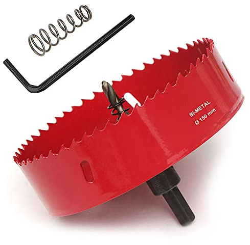 SagaSave 150mm M42 HSS Bimetall-Lochsäge, Lochöffner-Bohrer mit positiven Rechenzähnen für Metall, Holz, Eisen, Aluminium, Trockenbau, Rohr, Kunststoff, Faserplatten
