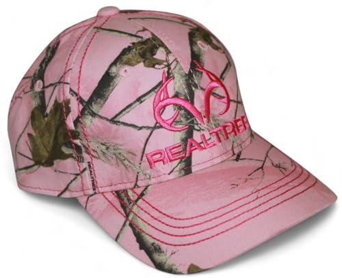 Realtree AP Damenmütze mit pinkem Camouflage-Logo, Schweißband, Stickerei, Klettverschluss hinten, leicht strukturiert, Ap Pink, Einheitsgröße