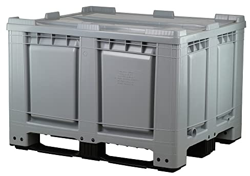 Logiplast Palettenbox mit Deckel LxBxH: 1200 x 1000 x 790 mm geschlossen mit 3 Kufen in grau