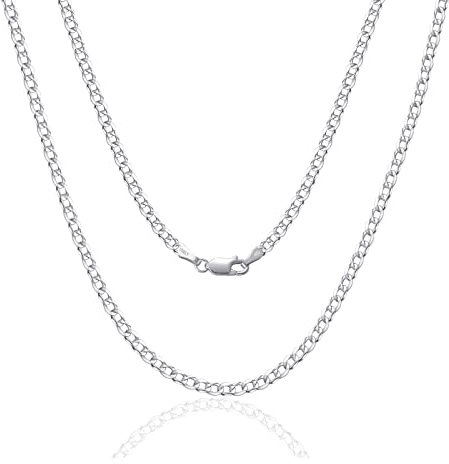 SILBERTALE 925 Sterling Silber Panzerkette Echt Silberkette für Herren Damen 2/3/4mm Breit Dünn Superflache Ohne Anhänger Halskette