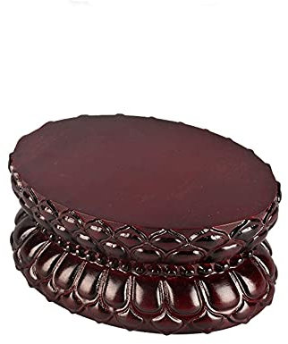 Canmetinee Vase Bonsai Stand Vintage Oval Wooden Base Vase Aquarium Table Lamp Teapot Base, Stable Home Decoration Display Stand (2.3 Inches High) Plant Display Pedestal (Size : Medium)