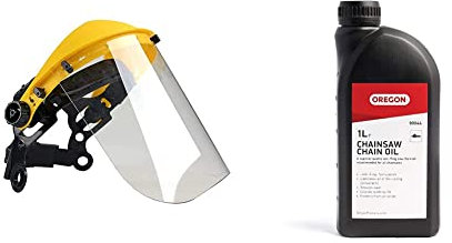 Oregon Browguard and Polycarbonate Visor Combination, Adjustable Safety Face Shield & Chainsaw Chain and Guide Bar Oil, 1 Litre Bottle (90844)