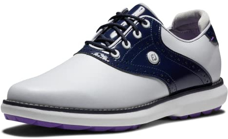 FootJoy Damen Fj Traditionen Golfschuh, Weiß, Marineblau, Violett, 39 EU