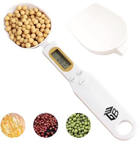 3T6B Digital Spoon Scale Electronic Measuring Spoon with 2 Replaceable Spoons, Food Coffee Weigh Scale High Precision for Home 500/0.1g, Digital Food Spoon Scale, Kitchen Scales with LCD Display