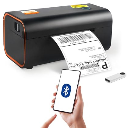 Yinleader Impresora de Etiquetas Térmicas - Equipo de Etiquetas 4 * 6 Impresora de Etiquetas Bluetooth Compatible con Código de Barras, Amazon, FedEx, UPS