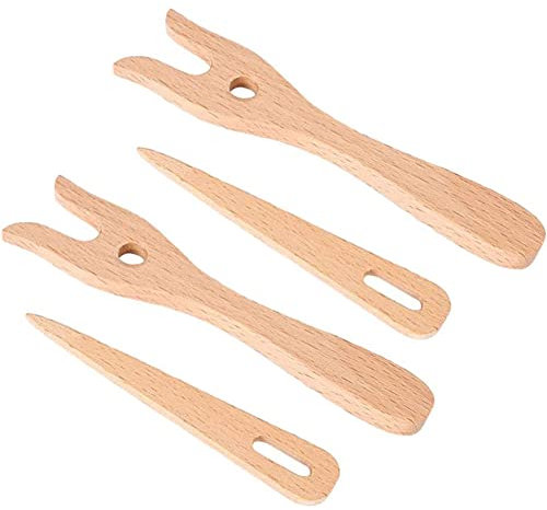 Fubdnefvo 2Sets Holzkordel-, Strickgabel mit ÖSennadel, Tragbare Geflochtene Strickgabel für ÜBungs- und Bastelbedarf