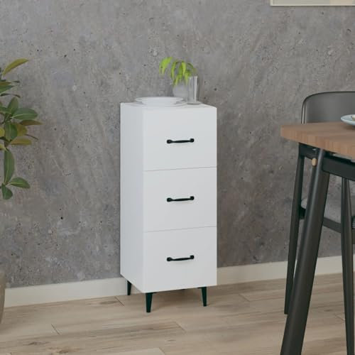 GuyAna Sideboard Kommode Weiß TüRen Sideboard Flur Schmal Eckkommode 34,5x34x90 cm Holzwerkstoff