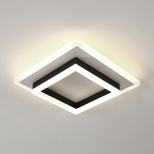 DELIPOP Plafoniera LED Moderna, 30W 3375LM Lampada da Soffitto Quadrata in Acrilico, Lampadario LED Soffitto Bianca per Soggiorno, Bagno, Corridoio, Luce Bianca Naturale 4500K