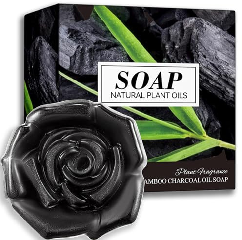 Bamboo Charcoal Soap Handmade Soap Bar Natural Soap, Facial Soap Bar Cleanser Suitable for All Skin Types, Deep Cleansing Face & Body Cleansing, Hydrating Moisturising Exfoliating Vegan&Residue-Free
