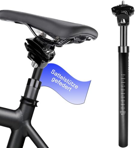 Sattelstütze gefedert,mit 27,2,30,8 oder 31,6 mm,Federsattelstütze mit 350mm,Sattelfederung Fahrrad zur Wirbelsäulenentlastung,für E-Bike,MTB,Downhill,Trekking Citybike