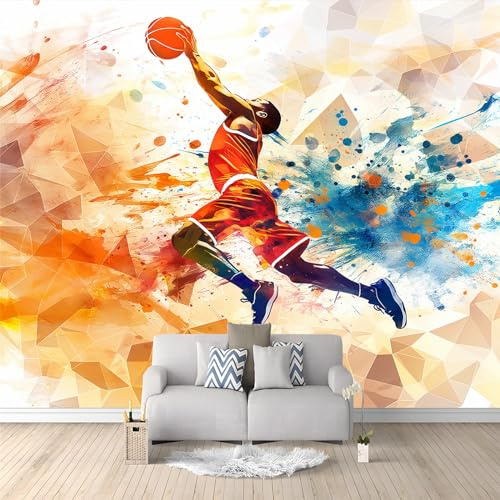Papier Peint Intissé 200 x 140 cm Déco Murale Maison Chambre Salon, Photo Murale Décorative Basket-ball - Pour Adulte Enfants
