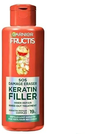 GARNIER FRUCTIS KERATIN FILLER SOS, Therapy for damaged hair, Inner-Repair, Rinse-Out Treatment, Keratin Repair Complex, 200 ml