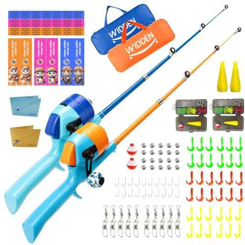 Kinder-Angelrute, Teleskop-Angelrute, Kleinkind-Angelrute und Rolle, Combo mit Angelbox, Angelschnur, Bobber und weichen Ködern für Jungen, Mädchen, Jugendliche, Anfänger, ab 4 Jahren