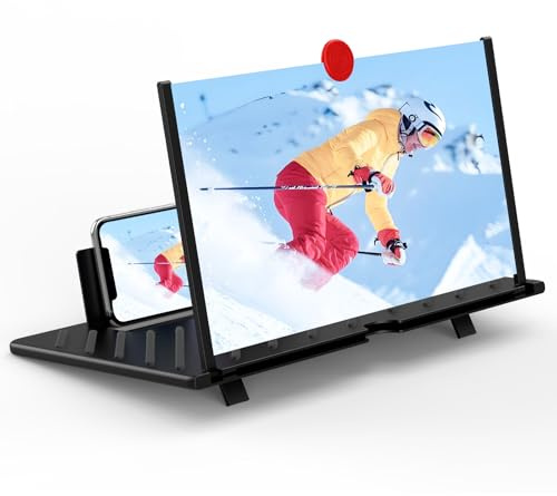 20 Screen Magnifier,3D HD Mobile Phone Magnifier Projector Screen Enlarger for Movies, Videos, and Gaming,Foldable Cell Phone Stand with Screen Amplifier,Supports All Smartphones(Black 20Inch)
