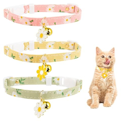 CWPFVQA Collare Per Gatti Piccolo 3 Pezzi Con Campanello e Sgancio Rapido - Accessorio Carino