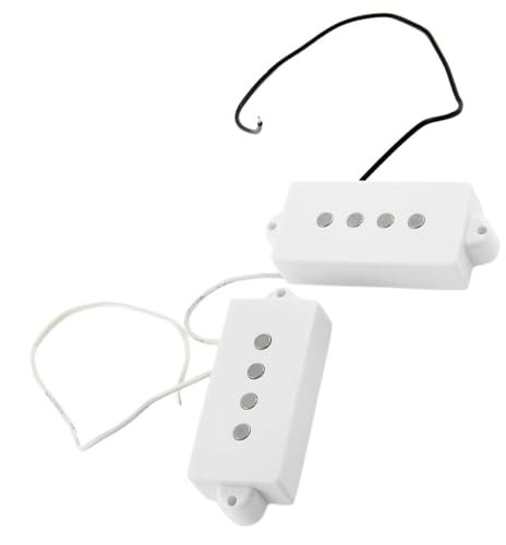 TERAVIVA 2 STÜCKE Bassgitarren-Tonabnehmer Humbucker-Tonabnehmer für 4-saitigen P-Bass Ersatzzubehör Weißer Gitarren-Tonabnehmer-Ersatz