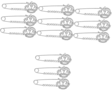 VALICLUD Koenigin Brosche 12 Stk Krone Sicherheitsnadel Hochzeitsfest Festzug Brosche nnadeln Für Kleidung Frauen Rucksack-anstecknadel Kleidungs Strasssteine Silver