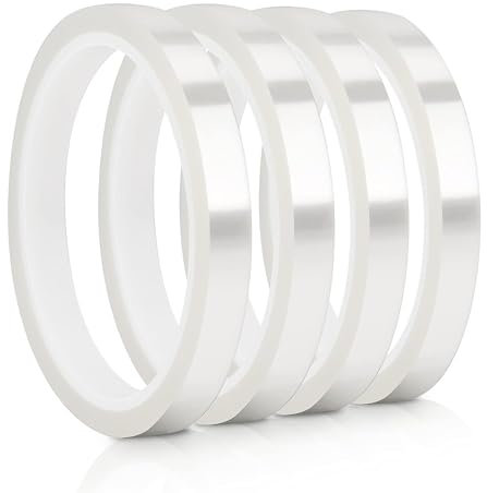 Creatorally Nastro Termico per Sublimazione, Nastri Alta Temperatura 10mm x 66mm 4 Rotoli, Nastro Resistente al Calore per Pressa a Caldo, Adesivo in PTFE per Vinile Scheda Elettronica Senza Residui