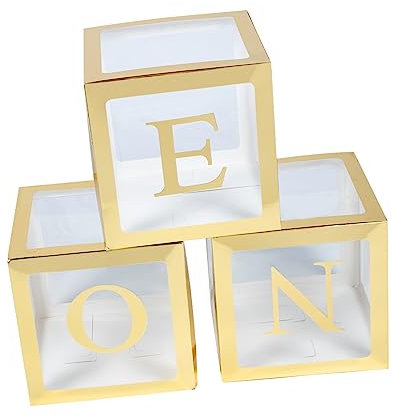 ifundom 1satz Balloon Box Mit Buchstaben Für Erste Geburtstagsparty Goldene Boxen Für Dekoration One Buchstaben Ohne Ballons