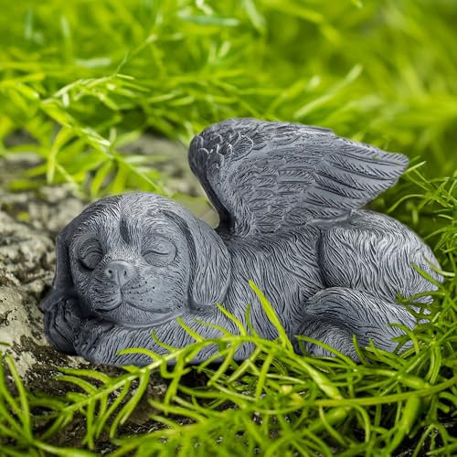 DiDiBirDi Angelo per animali domestici, monumento, pietra commemorativa per cani, tomba, marcatore, statua, regalo per la perdita di cane, angelo in resina sintetica