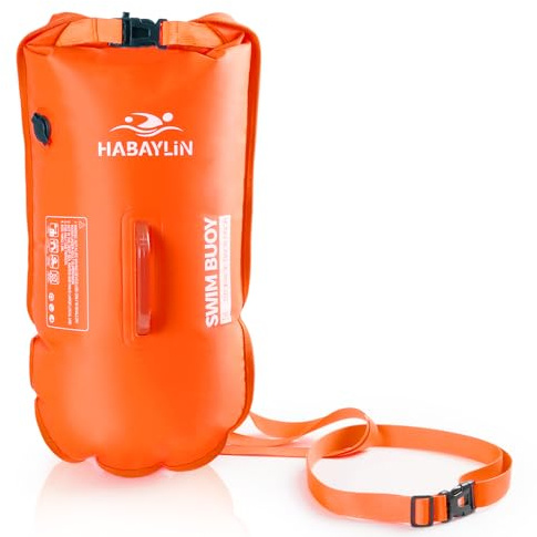 Habaylin Simring 28 l orange för vuxna och barn, simring, bra simbassäng, simring, uppblåsbar simring för öppet vatten och triathlon