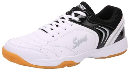 omcam Hommes Femmes Volleyball Entraîneurs Respirant Marche Chaussures De Course Léger Confortable Athlétique Fitness Chaussures De Badminton,Noir,44 EU