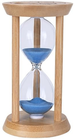 100% Bamboo Sand Timer Colorful Hourglass Wooden Sandglass reloj de Arena Mini 25Min Sand Clock for Toothbrush Games Classroom Home Office Cooking（Blue+25Min）