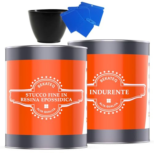 BEKATEQ Stucco fine resina epossidica 4,5kg l Per pavimenti, auto, barche per riempimento di crepe e fori I Polimerizzazione rapida e impermeabilità I Estendibile a 0 con kit di riparazione BK-110EP