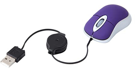 iplusmile Souris Filaire USB Rétractable à Haute Précision 1600 Dpi, Mini Souris Portable pour Ordinateurs Portables Et Pc, Confort Ergonomique pour Gaucher Et Droitier, Violet