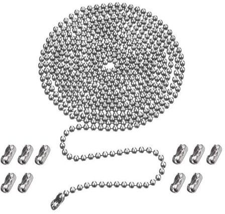MMYUAK Kugelket 1,2–6 mm Edelstahl-Kugelkette for Anhänger oder Erkennungsmarken, Ketten zur Schmuckherstellung mit Verbindern Für Schmuckherstellung(5 Meters,4mm)